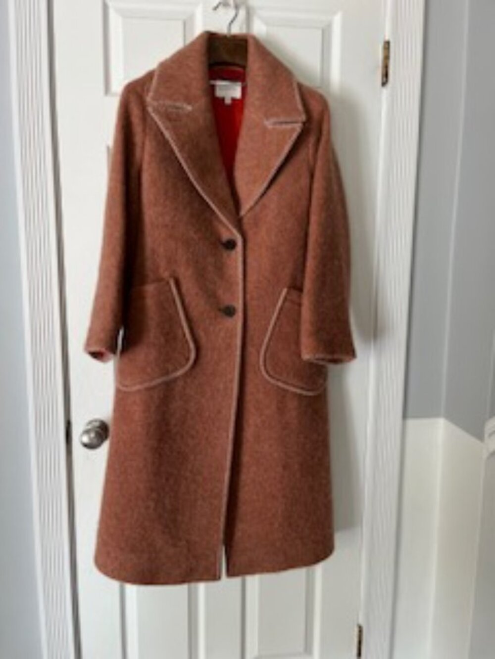 Banana Republic fuzzy wool blend coat. Peach, size XS. NEW WITH TAGS